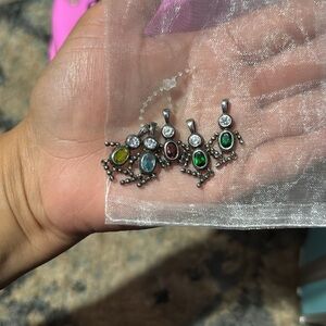 Crystal / Birthstone Kid Sterling Silver Pendant